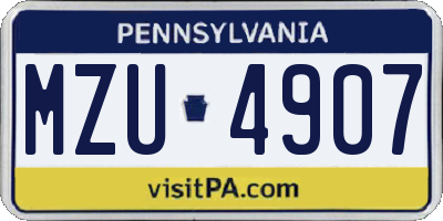 PA license plate MZU4907