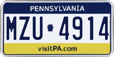PA license plate MZU4914
