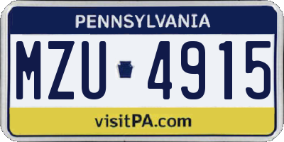 PA license plate MZU4915