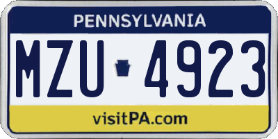 PA license plate MZU4923