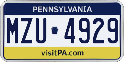 PA license plate MZU4929