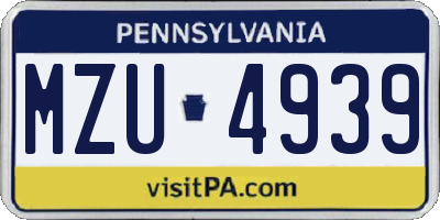 PA license plate MZU4939