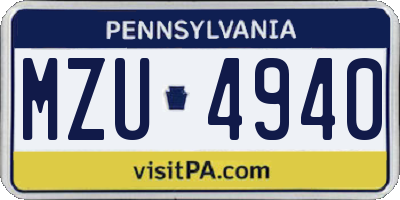 PA license plate MZU4940