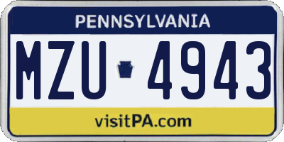 PA license plate MZU4943