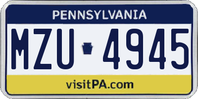 PA license plate MZU4945