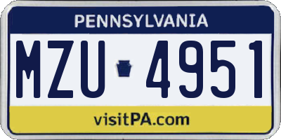 PA license plate MZU4951