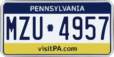 PA license plate MZU4957