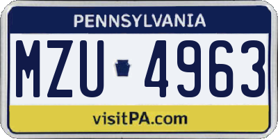 PA license plate MZU4963