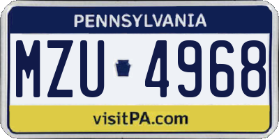 PA license plate MZU4968