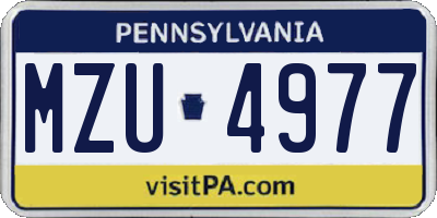 PA license plate MZU4977