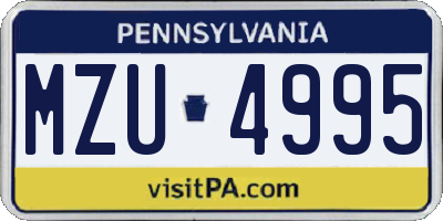 PA license plate MZU4995