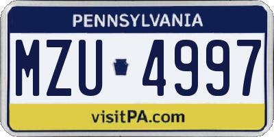 PA license plate MZU4997
