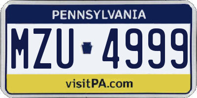 PA license plate MZU4999