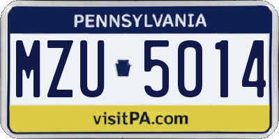 PA license plate MZU5014