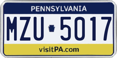PA license plate MZU5017