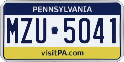 PA license plate MZU5041