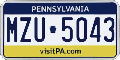 PA license plate MZU5043
