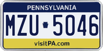 PA license plate MZU5046