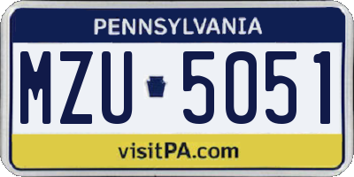 PA license plate MZU5051