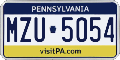 PA license plate MZU5054