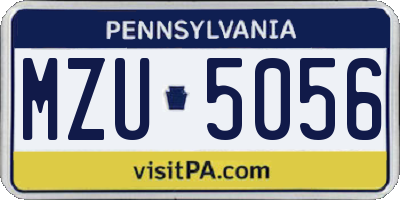PA license plate MZU5056