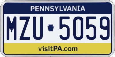PA license plate MZU5059
