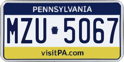 PA license plate MZU5067