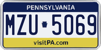 PA license plate MZU5069