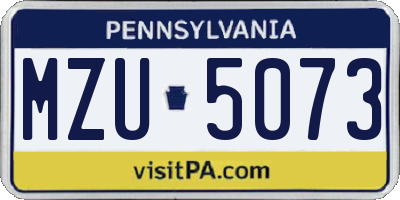 PA license plate MZU5073