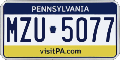 PA license plate MZU5077