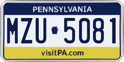 PA license plate MZU5081