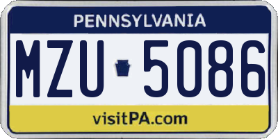 PA license plate MZU5086