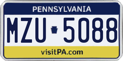 PA license plate MZU5088
