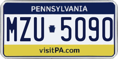 PA license plate MZU5090