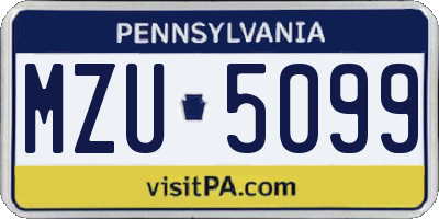 PA license plate MZU5099