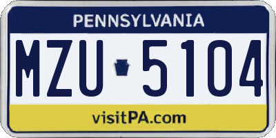 PA license plate MZU5104