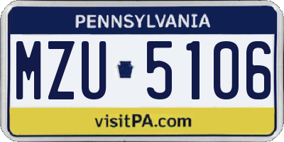 PA license plate MZU5106
