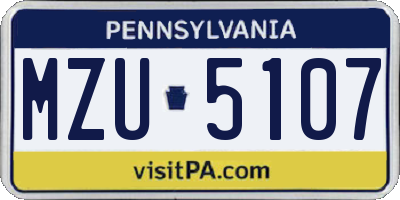 PA license plate MZU5107