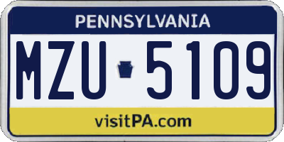 PA license plate MZU5109