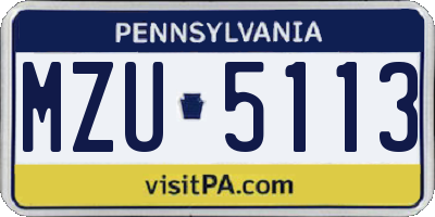PA license plate MZU5113