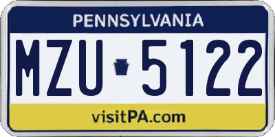 PA license plate MZU5122