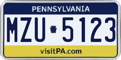 PA license plate MZU5123