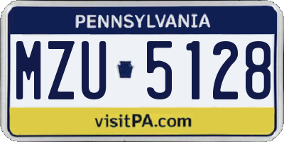 PA license plate MZU5128