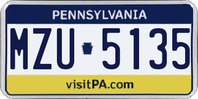 PA license plate MZU5135
