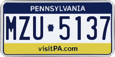 PA license plate MZU5137