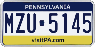 PA license plate MZU5145