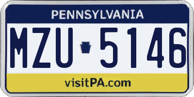 PA license plate MZU5146