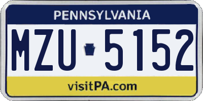 PA license plate MZU5152