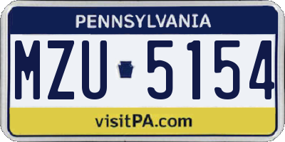 PA license plate MZU5154