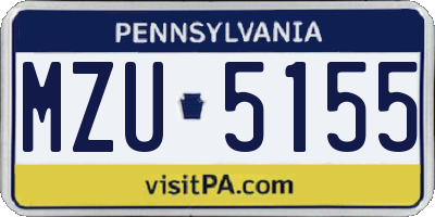 PA license plate MZU5155
